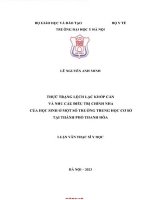 Thực trạng lệch lạc khớp cắn và nhu cầu Điều trị chỉnh nha của học sinh Ở một số trường thcs tại tp thanh hóa