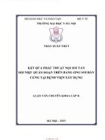Kết quả phẫu thuật nội soi tán sỏi niệu quản Đoạn trên bằng Ống soi bán cứng tại bv xây dựng