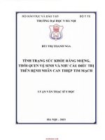 Tình trạng sức khỏe răng miệng thói quen vệ sinh và nhu cầu Điều trị trên bệnh nhân can thiệp tim mạch