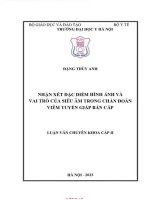 Nhận xét Đặc Điểm hình Ảnh và vai trò của siêu Âm trong chẩn Đoán viêm tuyến giáp bán cấp