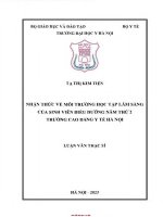 Nhận thức về môi trường học tập lâm sàng của sinh viên Điều dưỡng năm thứ 2 trường cao Đẳng y tế hà nội