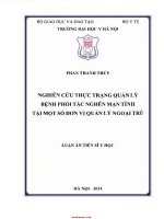 Nghiên cứu thực trạng quản lý bệnh phổi tắc nghẽn mạn tính tại một số Đơn vị quản lý ngoại trú