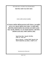 Skkn cấp tỉnh sử dụng phần mềm quizizz Để nâng cao hiệu quả các hoạt Động dạy học và Đổi mới phương pháp kiểm tra Đánh giá môn giáo dục quốc phòng và an ninh trong chương trình giáo dục phổ thông 2018