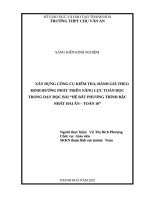 Skkn cấp tỉnh xây dựng công cụ kiểm tra Đánh giá theo Định hướng phát triển năng lực toán học trong dạy học bài hệ bất phương trình bậc nhất hai Ẩn  toán 10