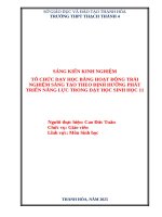 Skkn cấp tỉnh tổ chức dạy học bằng hoạt Động trải nghiệm sáng tạo theo Định hướng phát triển năng lực trong dạy học sinh học 11