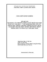 Skkn cấp tỉnh vận dụng các phương pháp và kỹ thuật dạy học tích cực vào bài 5  văn minh phương tây cổ   trung Đại” trong chương trình lịch sử lớp 10, sách kết nối tri thức hướng Đến phát triển phẩm chất và năng lực cho học sinh