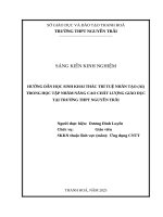 Skkn cấp tỉnh hướng dẫn học sinh khai thác trí tuệ nhân tạo (ai) trong học tập nhằm nâng cao chất lượng giáo dục tại trường thpt nguyễn trãi