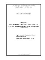 Skkn cấp tỉnh biện pháp nâng cao chất lượng công tác giáo dục thể chất cho học sinh trường thpt mường lát