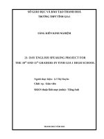 Skkn cấp tỉnh 21 day english speaking project for the 10th and 11th graders in tinh gia 1 high school