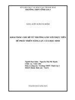 Skkn cấp tỉnh khai thác chủ Đề từ trường gắn với thực tiễn Để phát triển năng lực của học sinh