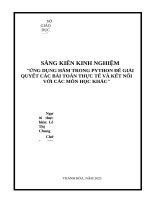 Skkn cấp tỉnh Ứng dụng hàm trong python Để giải quyết các bài toán thực tế và kết nối với các môn học khác