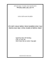 Skkn cấp tỉnh tổ chức hoạt Động trải nghiệm sáng tạo trong dạy học công nghệ 10 trồng trọt