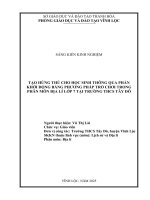 Skkn cấp tỉnh tạo hứng thú cho học sinh thông qua phần khởi Động bằng phương pháp trò chơi trong phân môn Địa lí lớp 7 tại trường thcs tây Đô