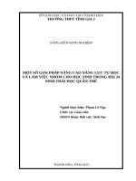 Skkn cấp tỉnh một số giải pháp nâng cao năng lực tự học và làm việc nhóm cho học sinh thông qua thiết kế bài tập theo dự Án về sinh thái học quần thể