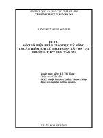 Skkn cấp tỉnh một số biện pháp giáo dục kĩ năng thoát hiểm khi có hỏa hoạn xảy ra tại trường thpt chu văn an