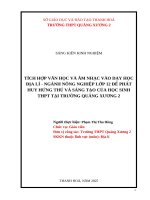 Skkn cấp tỉnh tích hợp văn học và Âm nhạc vào dạy học Địa lí   ngành nông nghiệp lớp 12 Để phát huy hứng thú và sáng tạo của học sinh thpt tại trường quảng xương 2