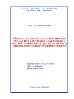 Skkn cấp tỉnh nâng cao Ý thức giữ gìn và phát huy bản sắc văn hóa các dân tộc qua hoạt Động dạy học trải nghiệm bài 12 ( lịch sử lớp 10   bộ kntt) cho học sinh trường thpt dtnt ngọc lặc