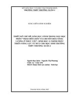 Skkn cấp tỉnh thiết kế chủ Đề giáo dục stem trong dạy học phần trao Đổi chất và chuyển hóa năng lượng Ở thực vật sinh học 11 nhằm phát triển năng lực tư duy cho học sinh trường thpt thường xuân 2