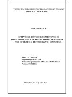 Skkn cấp tỉnh adapting selected listening tasks from grade 12 textbook volume 1 to enhance listening skills among average and lower proficiency students
