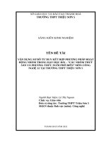 Skkn cấp tỉnh vận dụng sơ Đồ tư duy kết hợp phương pháp hoạt Động nhóm trong dạy học bài các nhóm thủy sản và phương thức nuôi phổ biến môn công nghệ 12 trường thpt triệu sơn 5