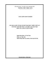 Skkn cấp tỉnh vận dụng một số bài tập bổ trợ phát triển thể lực cho học sinh Để nâng cao hiệu quả dạy học môn cầu lông Ở lớp 10 thpt