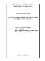 Skkn cấp tỉnh rèn kỹ năng làm phần Đọc hiểu môn ngữ văn trong Đề thi môn tốt nghiệp thpt
