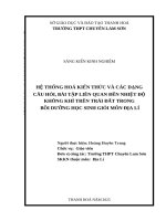 Skkn cấp tỉnh hệ thống hóa kiến thức và các dạng câu hỏi, bài tập liên quan Đến nhiệt Độ không khí trên trái Đất trong bồi dưỡng học sinh giỏi môn Địa lí