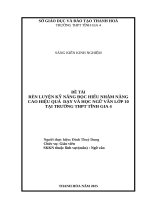 Skkn cấp tỉnh rèn luyện kỹ năng Đọc hiểu nhằm nâng cao hiệu quả dạy và học ngữ văn lớp 10 tại trường thpt tĩnh gia 4