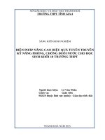Skkn cấp tỉnh biện pháp nâng cao hiệu quả tuyên truyền kỹ năng phòng, chống Đuối nước cho học sinh khối 10 trường thpt