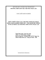 Skkn cấp tỉnh phát triển năng lực cho học sinh qua hoạt Động trải nghiệm thiết kế – vận hành hệ thống tưới tự Động tại trường thpt dtnt ngọc lặc