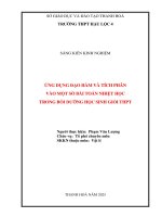 Skkn cấp tỉnh Ứng dụng Đạo hàm và tích phân vào một số bài toán nhiệt học trong bồi dưỡng học sinh giỏi thpt