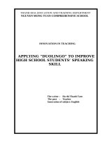 Skkn cấp tỉnh applying duolingo to improve high school students’ speaking skill