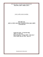 Skkn cấp tỉnh rèn luyện cho học sinh kĩ năng Đọc hiểu văn bản kí