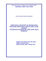 Skkn cấp tỉnh applying chat gpt in designing english practice tests for 12th  grade students based on the new 2025 format