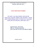 Skkn cấp tỉnh một số biện pháp tổ chức các hoạt Động trải nghiệm nhằm phát triển phẩm chất và năng lực cho học sinh lớp 10 với chủ Đề phát huy truyền nhà trường Ở trường trung học phổ thông hậu lộc