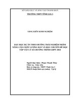 Skkn cấp tỉnh dạy học dự Án theo hướng trải nghiệm nhằm nâng cao chất lượng dạy và học chuyên Đề học tập vật lý 10 chương trình gdpt 2018
