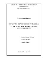Skkn cấp tỉnh the current situation of training speaking skill for students of class 10a6 at hau loc i high school