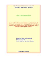 Skkn cấp tỉnh tăng cường tính trải nghiệm và thực hành Để nâng cao hứng thú học tập bài tốc Độ phản Ứng trong chương trình hóa học 10 cho học sinh Ở trường thpt thạch thành 4