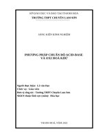 Skkn cấp tỉnh phương pháp chuẩn Độ acid base và oxi hóa khử