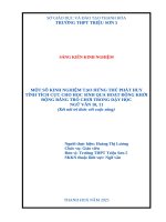 Skkn cấp tỉnh một số kinh nghiệm tạo hứng thú phát huy tính tích cực cho hs qua hoạt Động khởi Động bằng trò chơi trong dạy học ngữ văn 10,11
