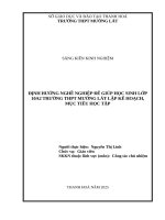 Skkn cấp tỉnh Định hướng nghề nghiệp Để giúp học sinh lớp 10a2 trường thpt mường lát lập kế hoạch, mục tiêu học tập