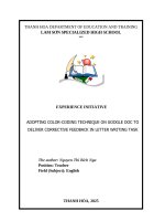 Skkn cấp tỉnh adopting colour coding technique on google doc to deliever corrective feedback in letter writing task