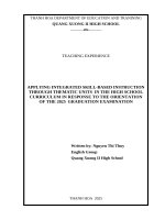 Skkn cấp tỉnh applying integrated skill based instruction through thematic units in the high school curriculum in response to the orientation of the 2025 graduation examination