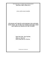 Skkn cấp tỉnh vận dụng kỹ thuật giải nhanh vào giải bài toán thực tế về Độ tan nhằm giúp hs Đạt Điểm 9,10 trong kì thi tnthpt