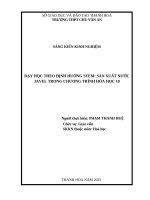 Skkn cấp tỉnh dạy học theo Định hướng stem sản xuất nước javel trong chương trình hóa học 10