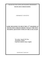 Skkn cấp tỉnh some measures to help the 12th graders at hoang hoa 4 high school tackle the new reading question types in the gcse exam
