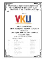 Báo cáo môn học khởi nghiệp và Đổi mới sáng tạo tên báo cáo Ứng dụng tra cứu thành phần của sản phẩm