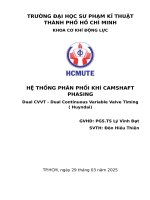 Hệ thống phân phối khí camshaft phasing dual cvvt   dual continuous variable valve timing ( huyndai)