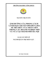 Ảnh hưởng của phong cách lãnh đạo chuyển đổi đến chia sẻ tri thức của nhân viên trong các doanh nghiệp nhỏ và vừa tại thành phố Hà Nội