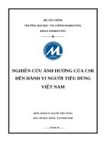 Nghiên cứu Ảnh hưởng của csr Đến hành vi người tiêu dùng việt nam